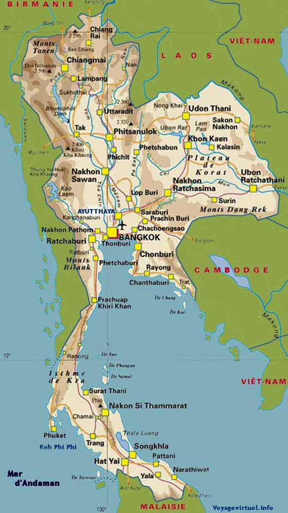 mapa de tailandia