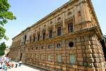 Fachada del Palacio, Alhambra Palacio de Carlos V, España.