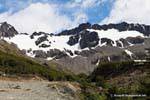 Los picos de la cordillera vista desde el Glaciar Martial, Ushuaia, Argentina.