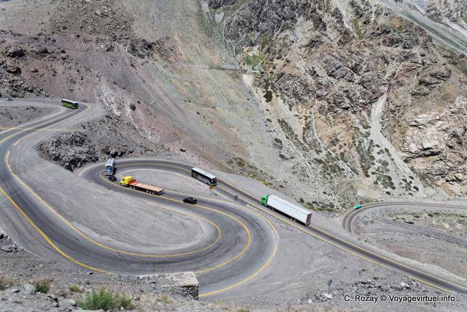 Al borde del abismo, carretera frontera Argentina-Chile después - Argentina