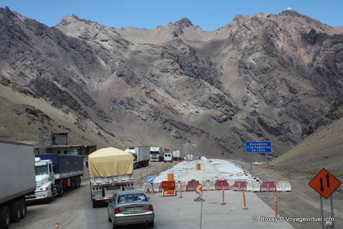 Obras y el flujo de camiones, carretera frontera Argentina-Chile después - Argentina