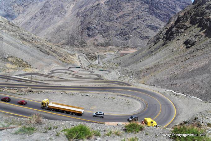El descenso infernal, Argentina-Chile carretera frontera después - Argentina