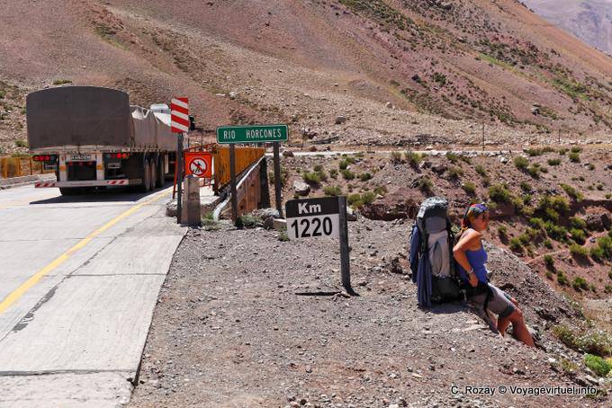 Río morcones, km 1220, Ruta 7 de Mendoza en Chile - Argentina