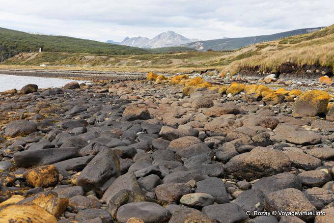 Playa de roca a Bahía Brown, Ushuaia - Argentina