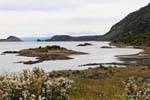 Antiguo Nunatak, Isla Redonda con el Canal de Beagle en la parte inferior, Ushuaia Tierra del Fuego Parque Nacional Lapataia Baia, Argentina.
