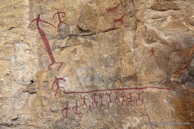 Los grandes hombres indios Aoniken, pinturas rupestres tehuelches, Walichu - Argentina