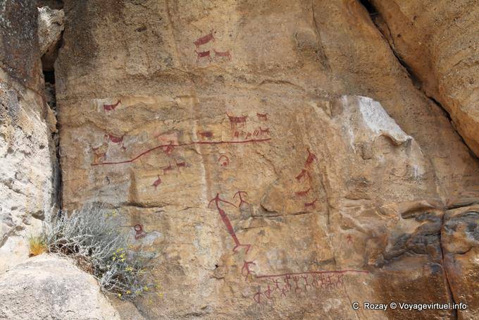 Acantilado arte paleolítico, Pinturas Rupestres de Tehuelches, Walichu - Argentina