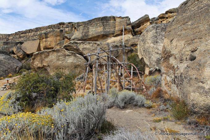 Asentamiento neolítico, sitio arqueológico Tehuelche, Walichu - Argentina