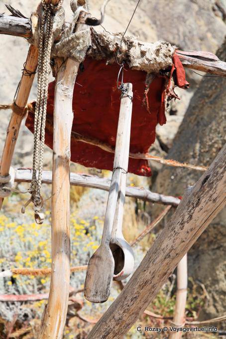Utensilios de cocina indios Aonikens Tehuelche sitio arqueológico, Walichu - Argentina