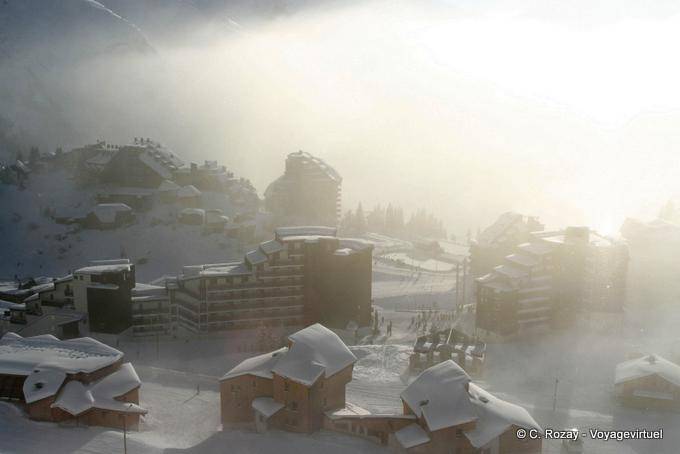 Resplandor filtrada, Avoriaz - Alpes, Francia