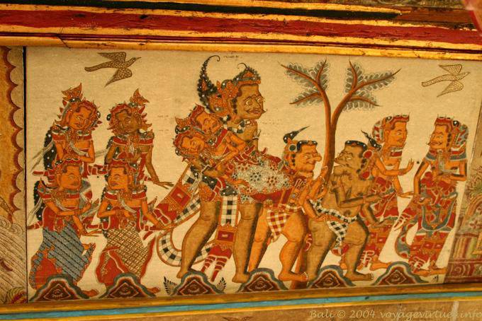 Pintura del fresco del palacio de justicia del reino de Klungkung - Bali