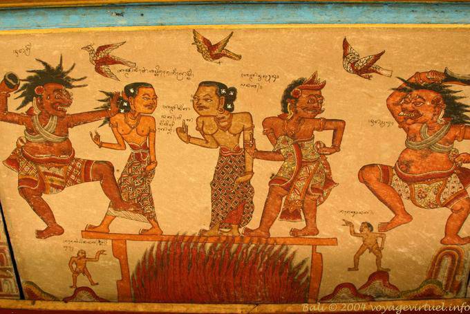 Conjunto de parejas, mural Klungkung - Bali