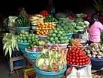 Stall frutas y verduras, Bedugul coloridos, Bali.