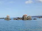 Rocas marea baja en la arde Morlaix, Bretaña, Francia.