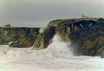 Espuma de los días durante la tormenta, Quiberon, Bretaña, Francia.