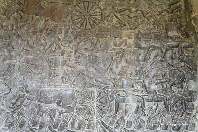 Archer en su carro a la batalla, fresco, Angkor Wat, Angkor, Camboya