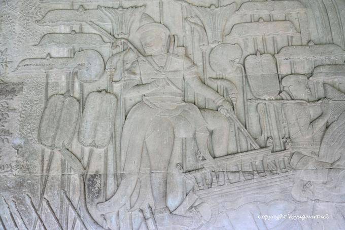 Extracto de la epopeya india Mahabharata, bajo relieve, Angkor Wat, Angkor, Camboya