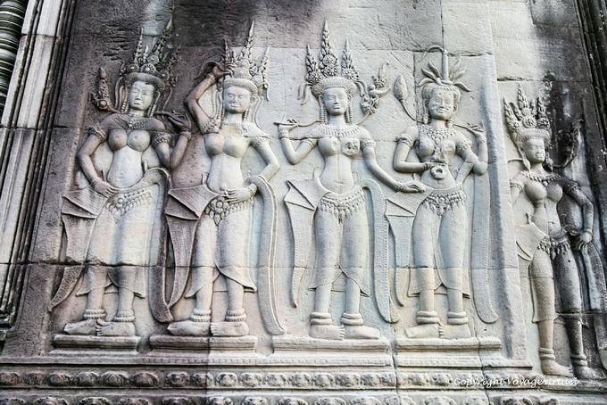Visualización de cofias Apsaras, Angkor Wat, Angkor, Camboya