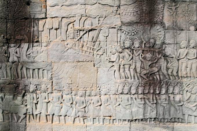 Jayavarman VII galería norte alivio Bayon, Angkor Thom, Angkor, Camboya