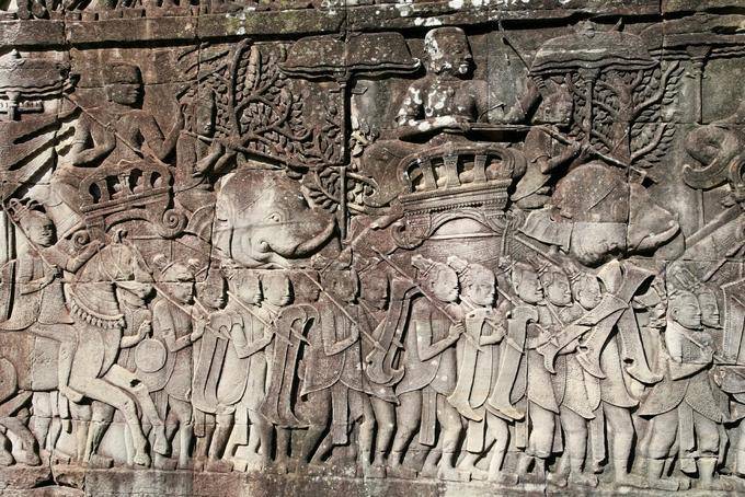 Batalla elefantes Bayon Angkor Thom, Angkor, Camboya