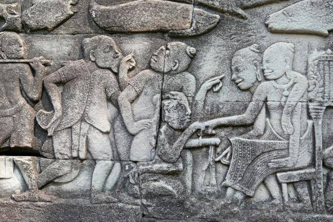 Mercado Bajorrelieve Bayon Angkor Thom, Angkor, Camboya