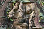 Sculptures sur l'une des tours, Banteay Samré Templo, Angkor