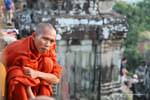 Phnom Bakheng mirada monje, Camboya.