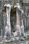 Tres cabezas trompas de elefante, Puerta de la Victoria, Camboya.