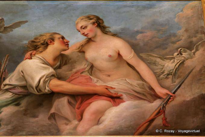 Venus y Adonis por Clemente Belle, 1772 Petit Trianon, Palácio de Versalhes