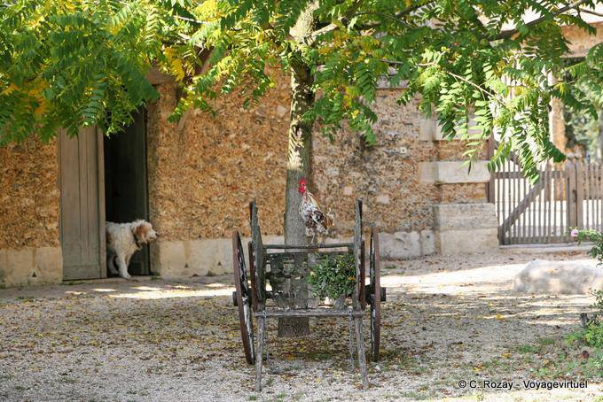 Perro, el gallo y el carro en la Aldea de la Reina, Versalles