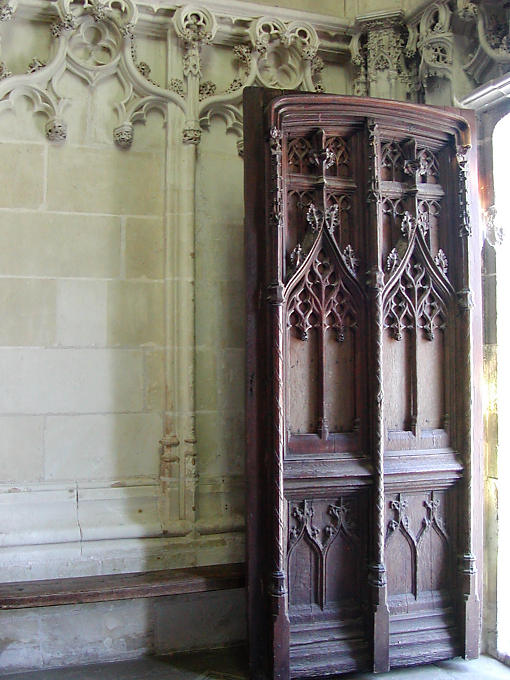 Puerta tallada, el Castillo de Amboise, Francia.