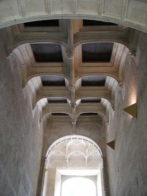 Escaleras en la fachada, Castillo de Azay-le-Rideau, Francia.