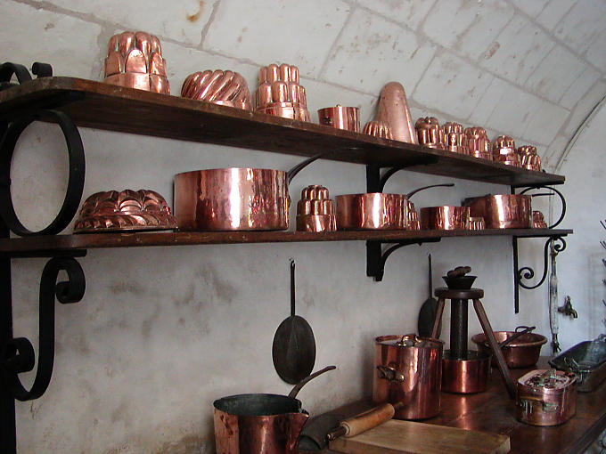 Las cocinas del Château de Chenonceau, Francia.