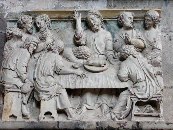 La última cena, bajorrelieve de la colegiata Clamecy, Francia.