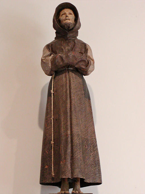 Estatua de madera en exhibición en la Galería, castillo de Villandry, Francia.