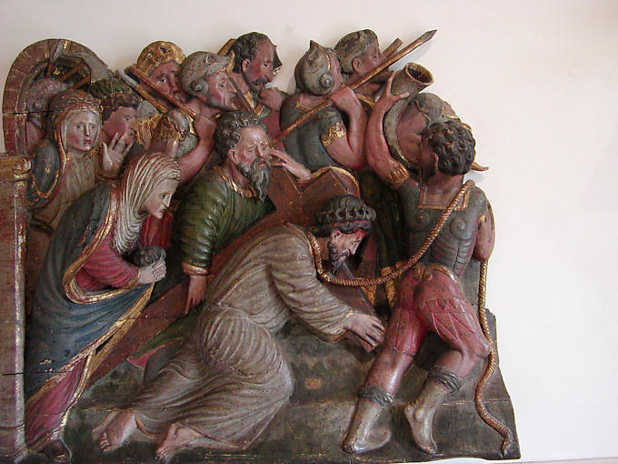 Escultura de madera policromada Gallery, Villandry, Francia.