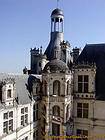 Chambord, vista exterior de la escalera, Francia.