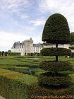 Topiary Ornamento del jardín, vista desde el segundo cuarto, el Château de Villandry, Francia.