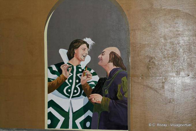 Artistas murales que juegan en el festival, Avignon, Provence, Francia