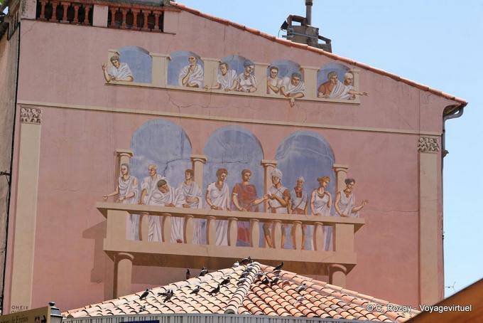 Fréjus, pintura mural, la representación antigua, Provence, Francia
