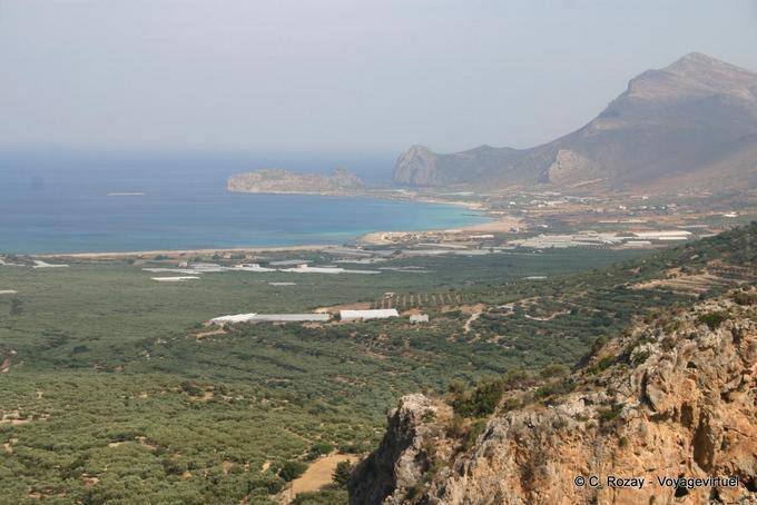 Falasarna, vista desde la carretera Platanos - Creta, Grecia
