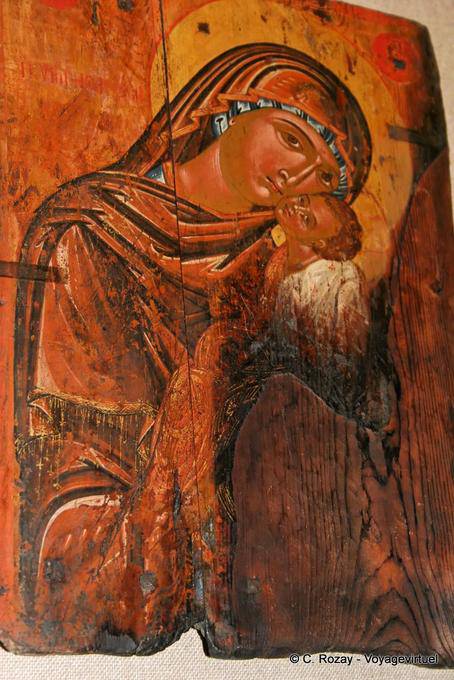 Close-up en un icono de Toplou Museo Eclesiástico - Creta, Grecia