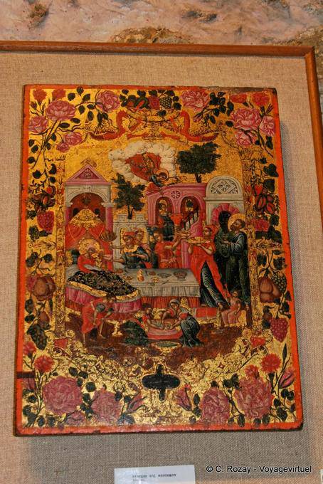 Natividad de la Madre de Dios (ΓΕΝΕΣΙΟ ΤΗΣ ΘΕΟΤΟΚΟΥ) 1805 icono, Monasterio de oro Toplou Panagia Akrotiriani - Creta, Grecia