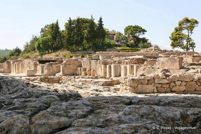 Tiendas, indicadores de la importancia comercial de Minoan de Phaistos - Creta, Grecia