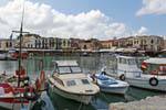 Rethymnon, vista panorámica del puerto veneciano, con sus casas antiguas, Creta.