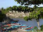 Panorama en el pequeño puerto y sus barcos, Boca de Yuma, Rep. Dominicana.