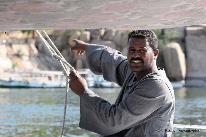 Explicación de felouquier, Asuán - Egipto