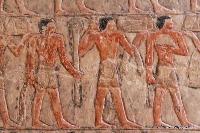Friso pintado en colores originales, Mastaba de Mereruka, Saqqara - Egipto