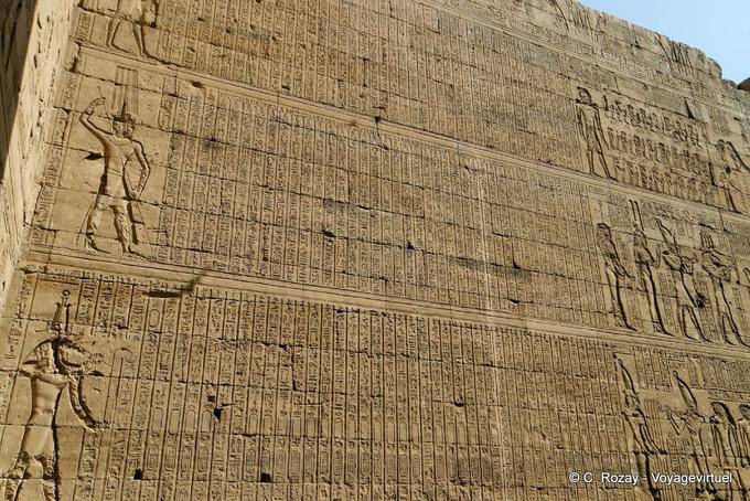 Jeroglíficos forestales en la pared, templo de Edfu - Egipto