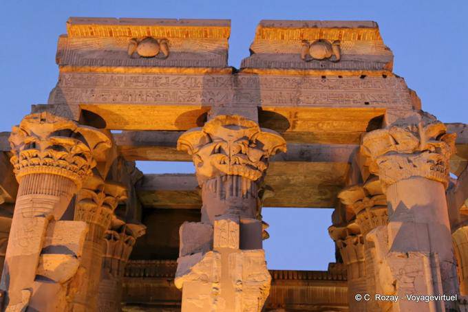 Sala de columnas, vista exterior, templo de Kom Ombo - Egipto